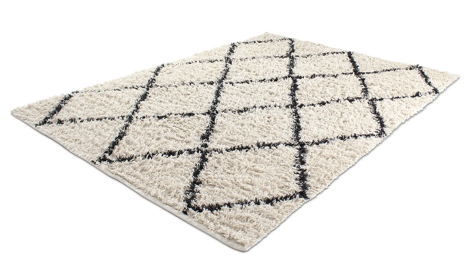 Hochflorteppiche - Alcott Natural Cotton Shaggy (schwarz/weiß)