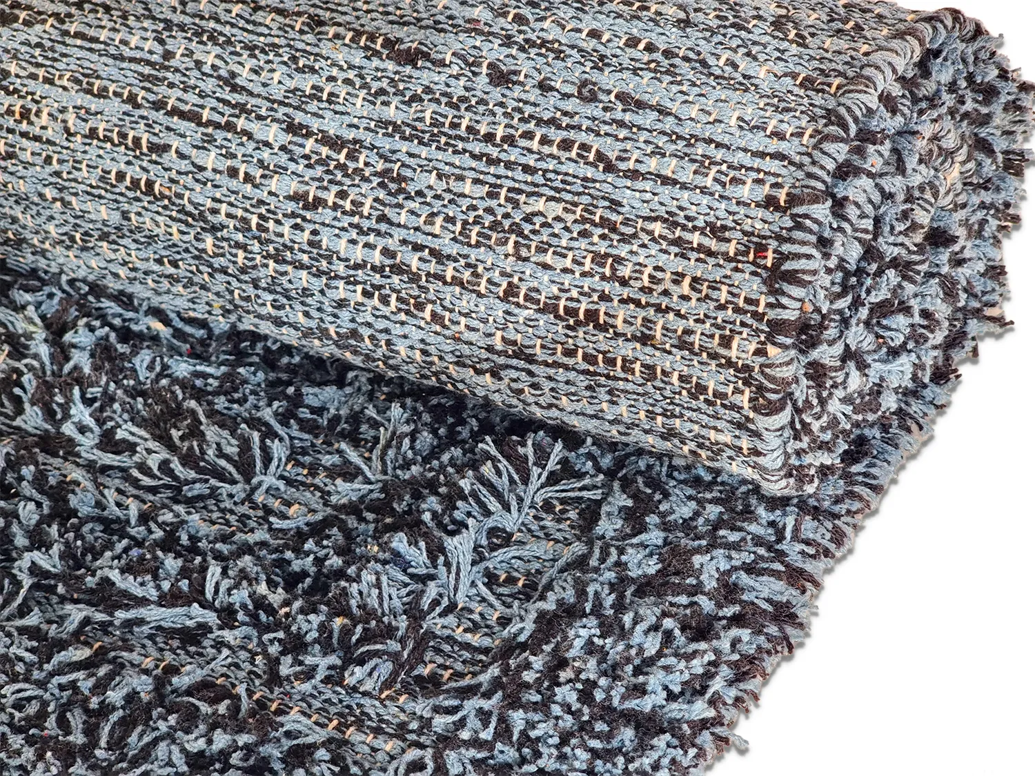 Hochflorteppiche - Kendra Natural Cotton Shaggy (grau/schwarz)