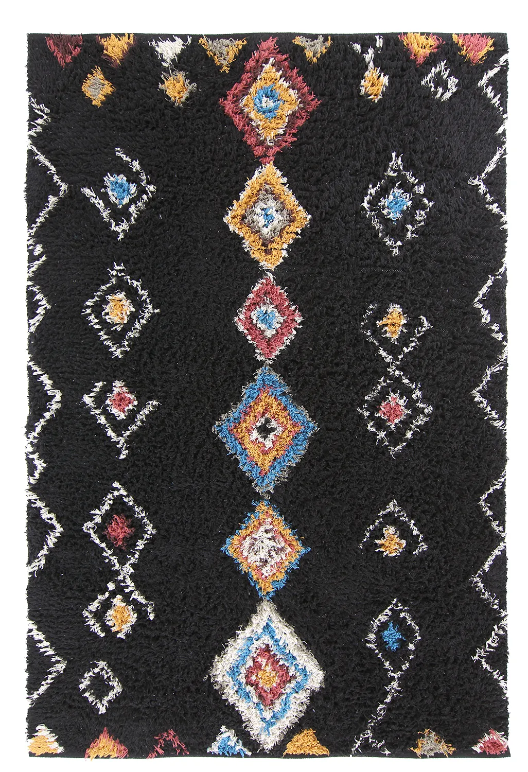 Hochflorteppiche - Marden Natural Cotton Shaggy (schwarz/multi)