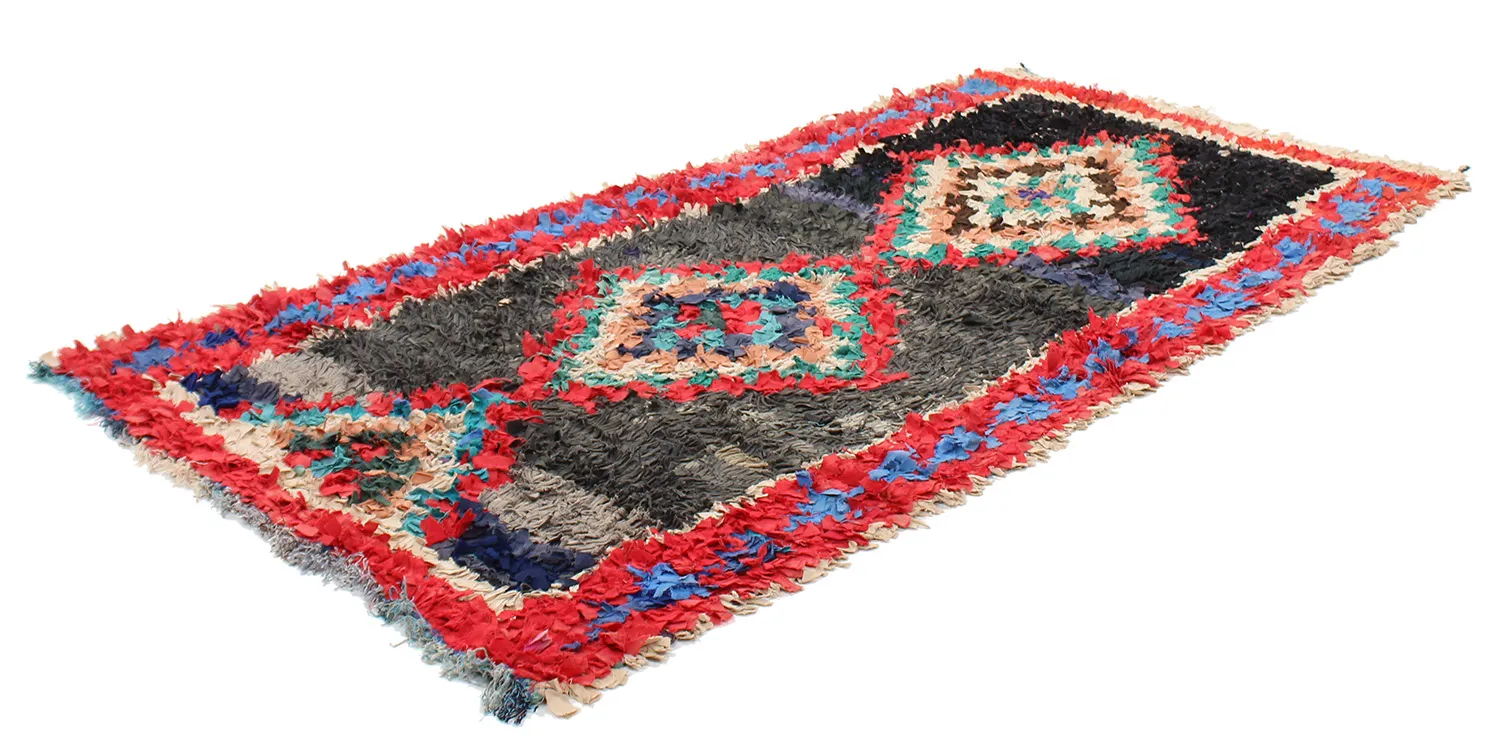 Marokkanischer Berber Teppich Boucherouite 245 x 110 cm