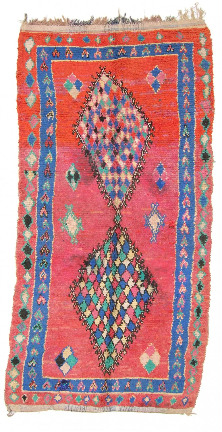 Marokkanische Berber Teppich Boucherouite 330 x 150 cm