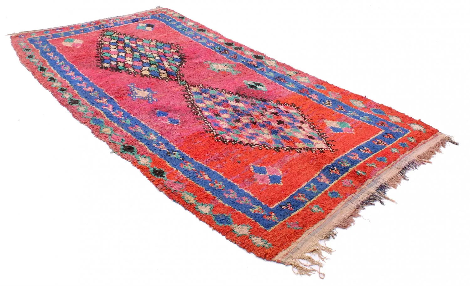 Marokkanische Berber Teppich Boucherouite 330 x 150 cm