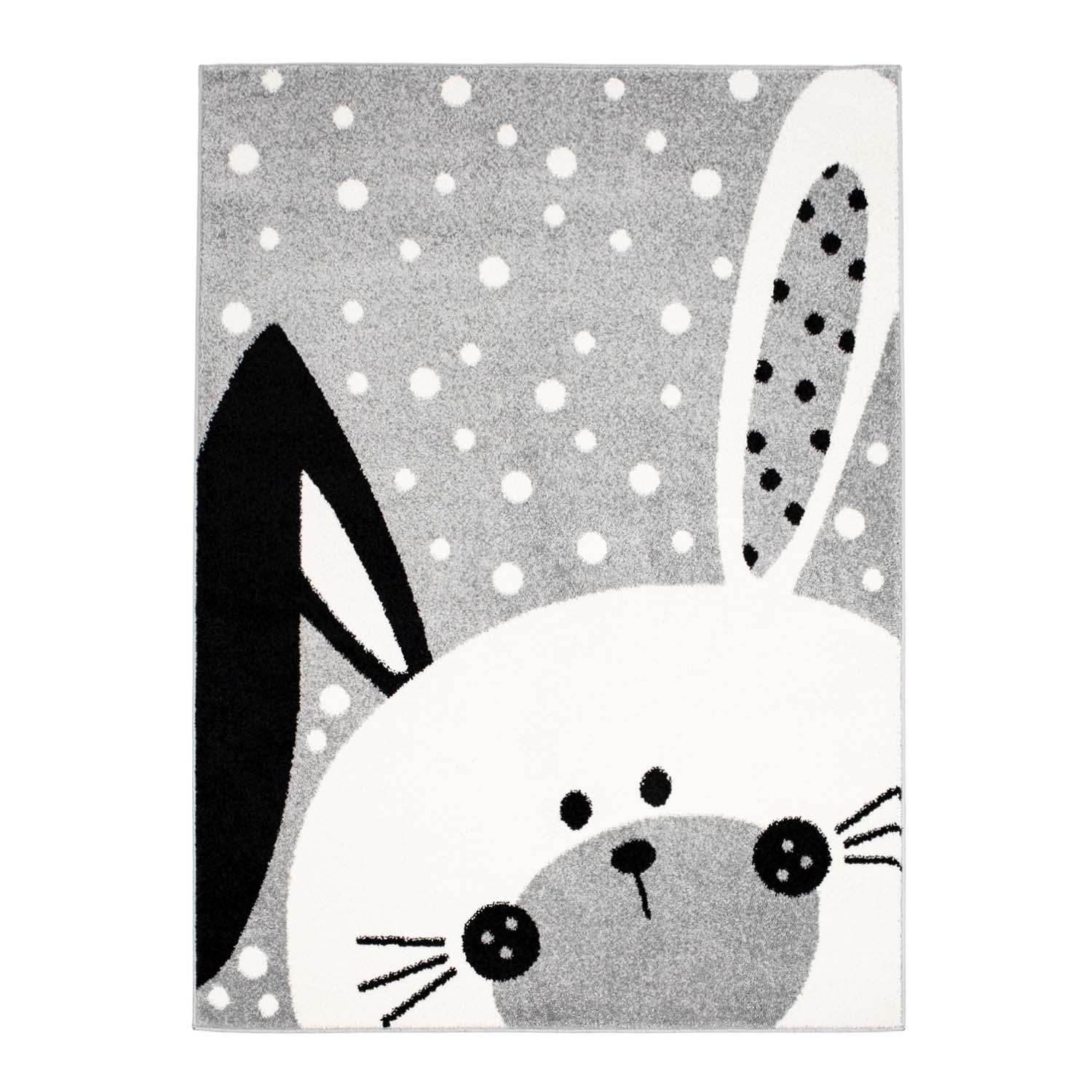 Teppiche für das Kinderzimmer Kinderteppich für junge Mädchen mit Tier Bubble Bunny grau Hase