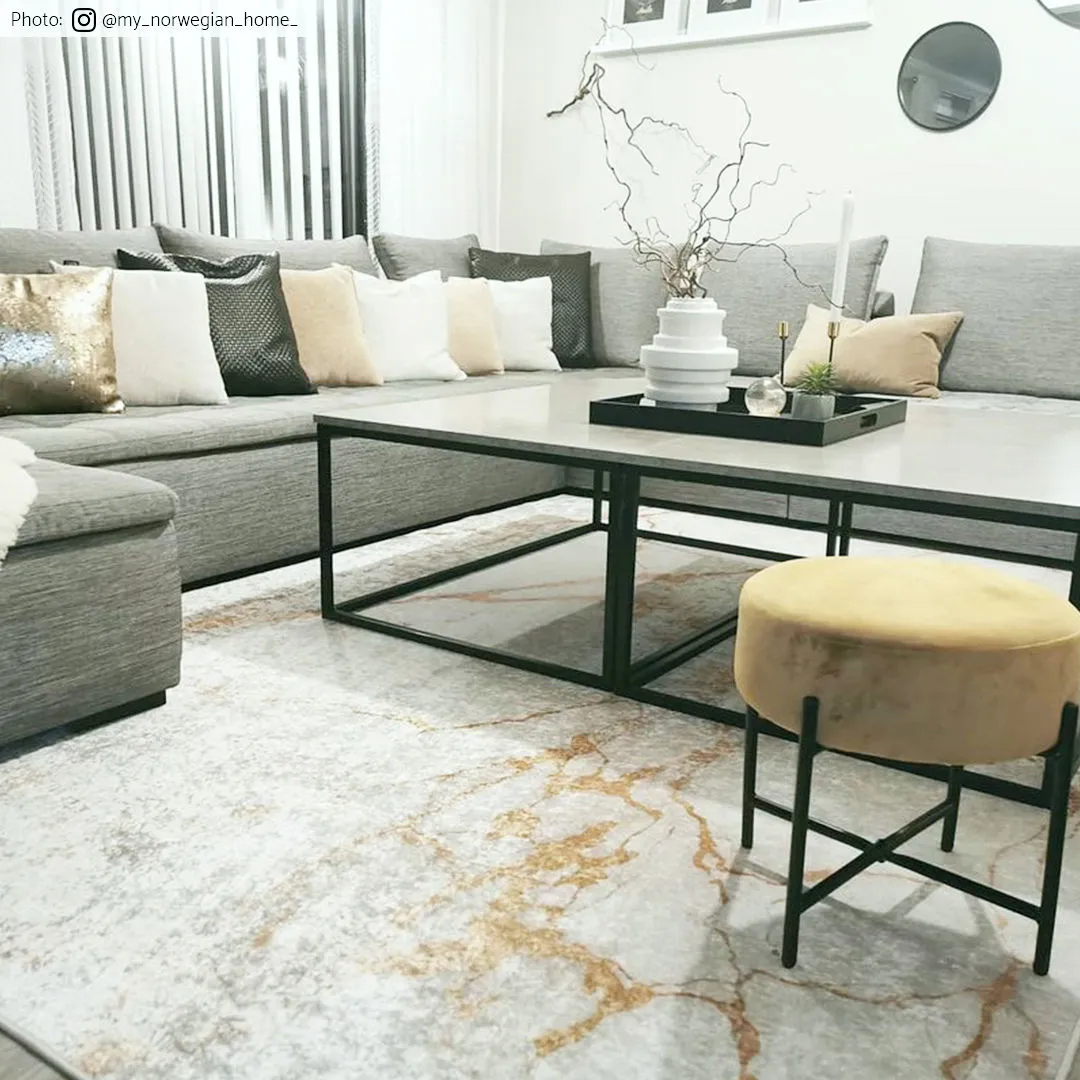 Wilton-Teppich - Cesina (stone/weiß/gold)