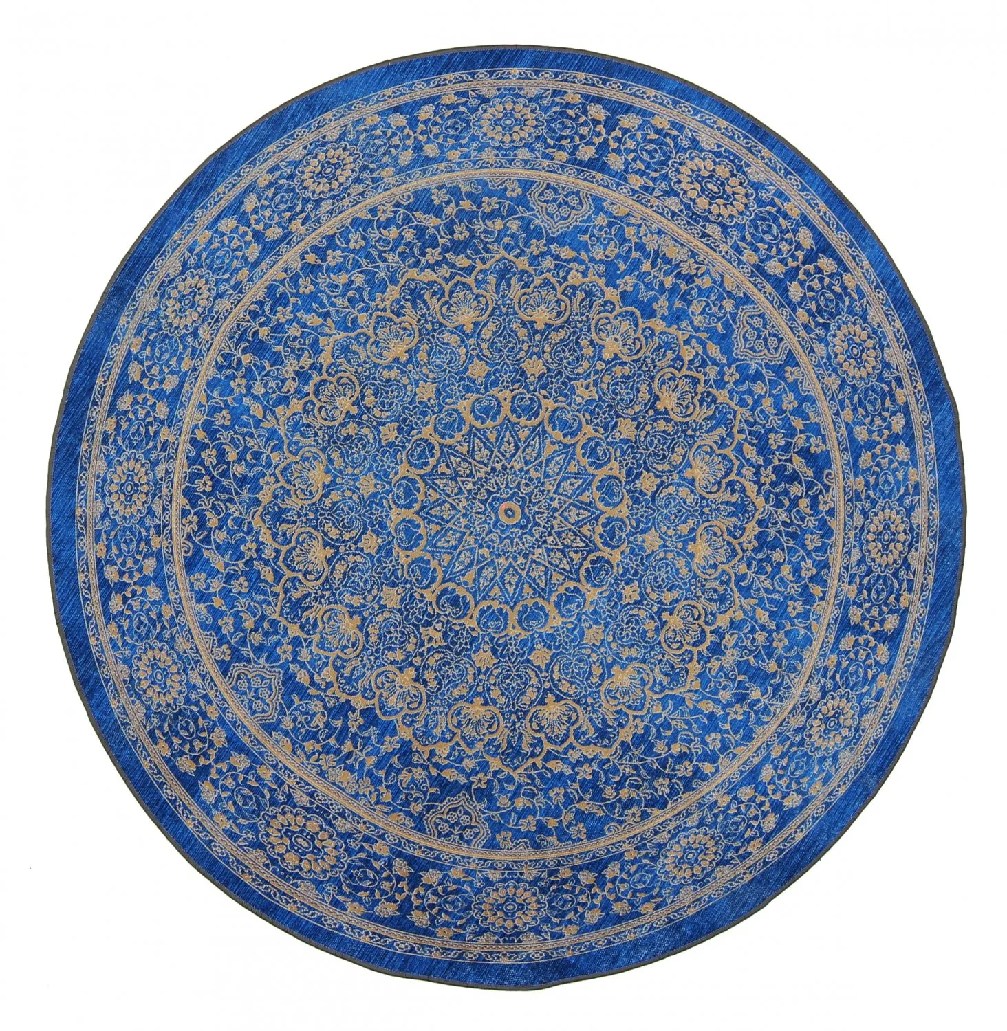 Rund Teppich - Vinadio (blau/gold)