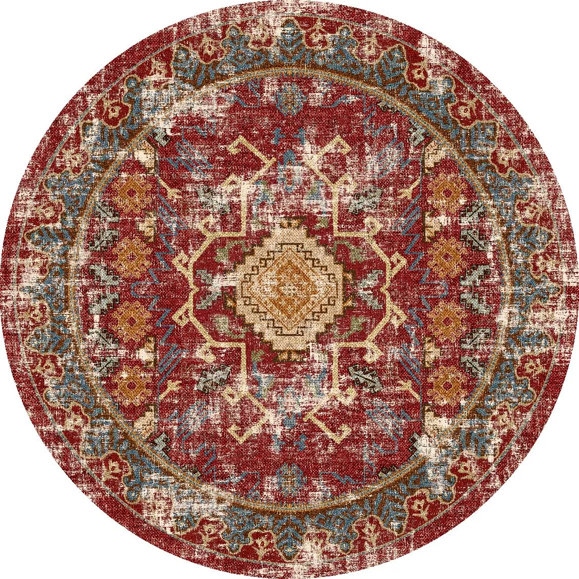 Rund Teppich - Idri (rot/multi)