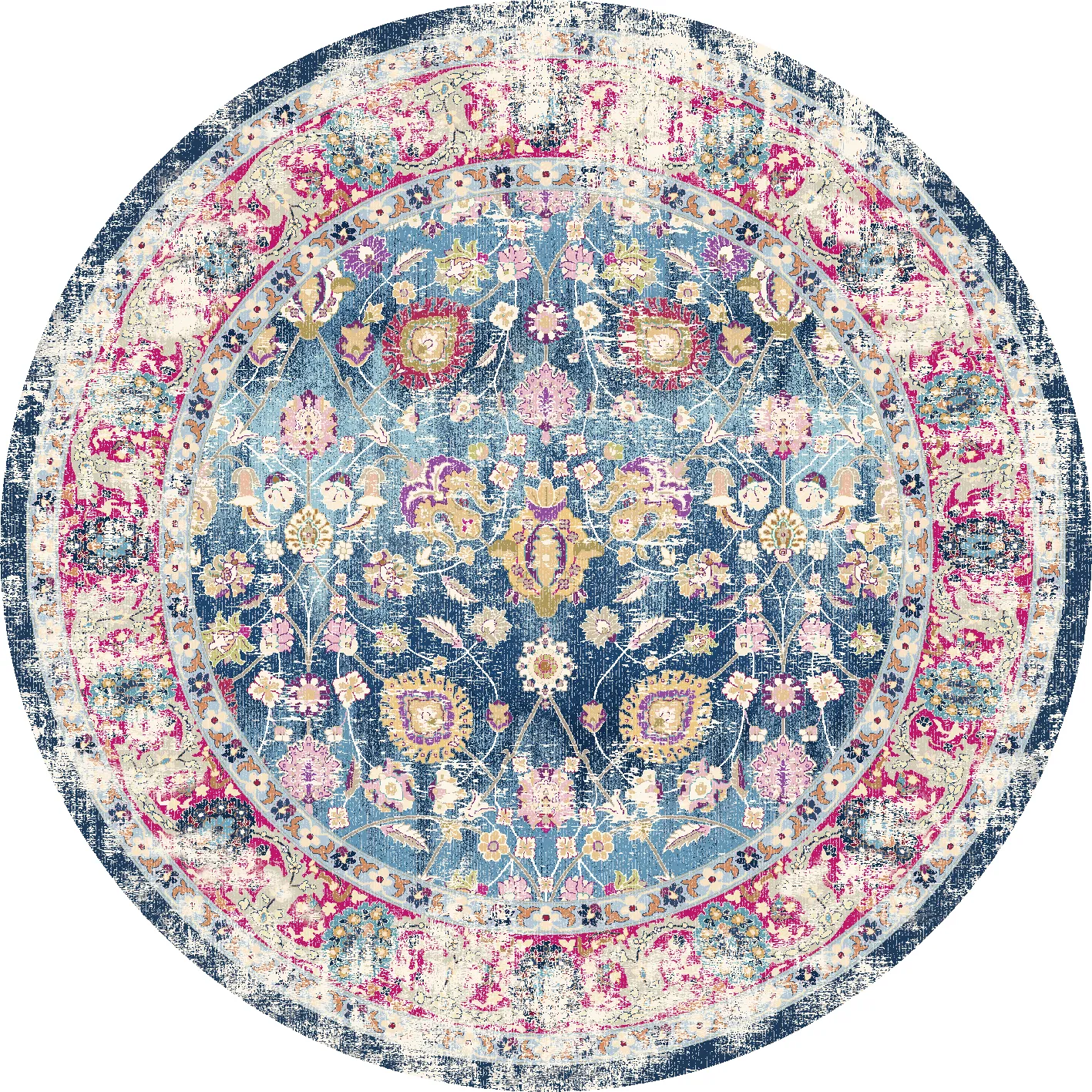 Rund Teppich - Bouhjar (blau/rosa/multi)