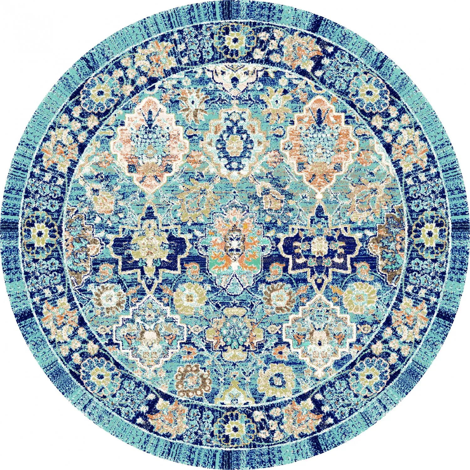 Rund Teppich - Fernana (blau/multi)