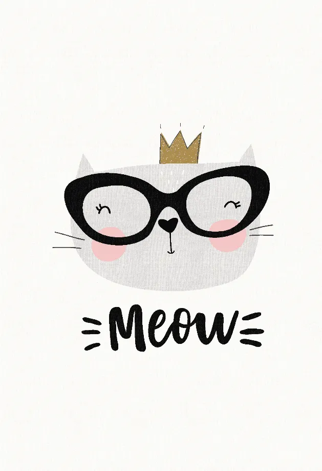 Kinderteppich - Reading Cat (Weiß)