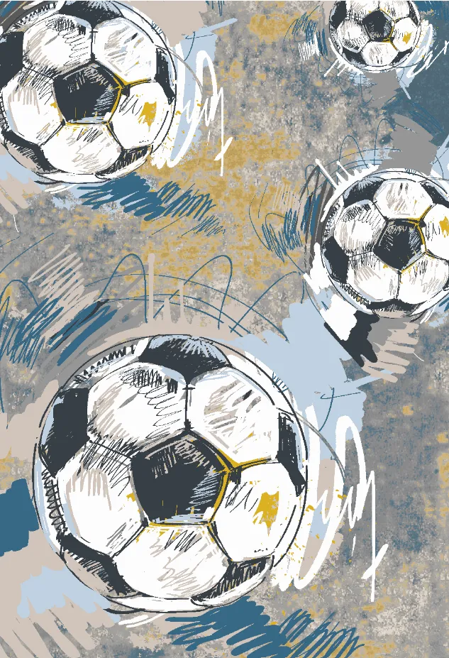 Kinderteppich - Cartoon Footballs (multi)