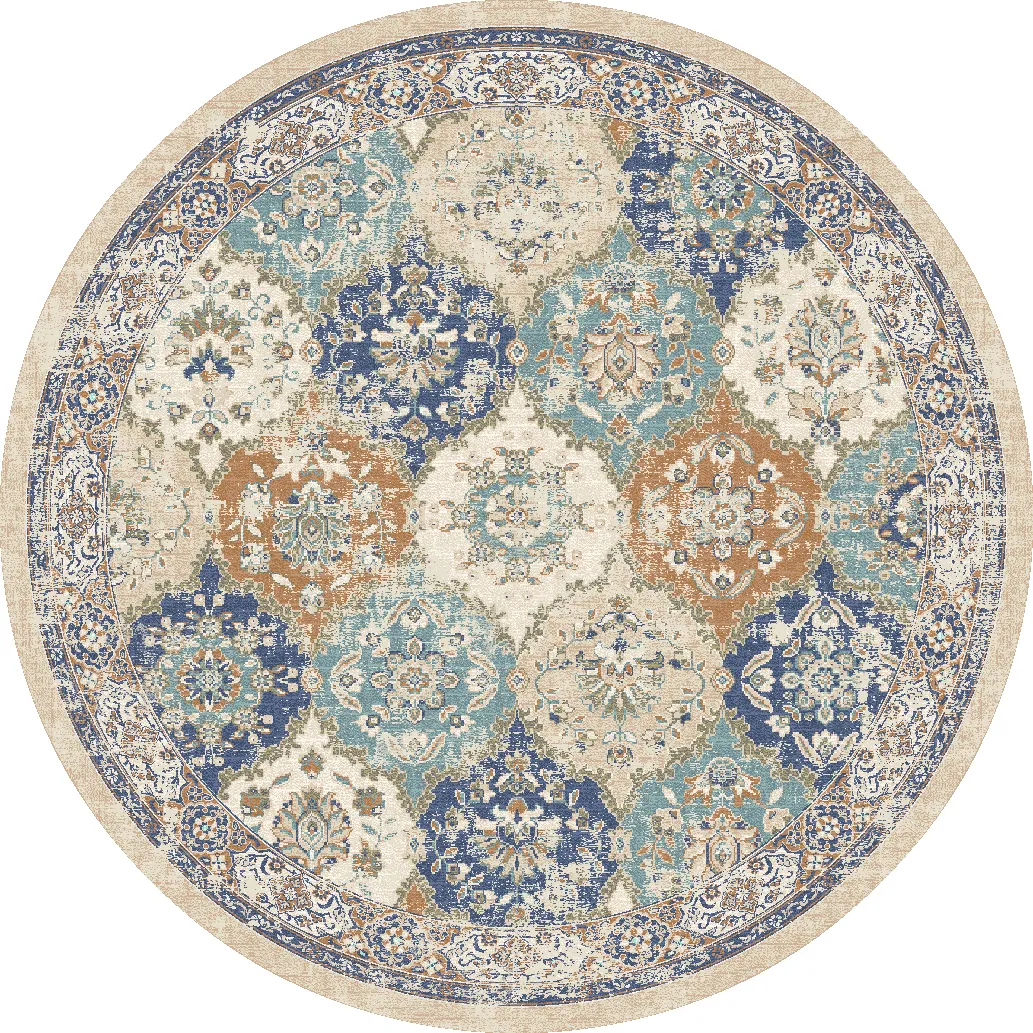 Rund Teppich - Bohemia (blau/multi)