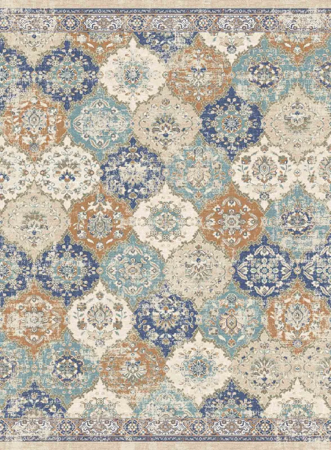 Wilton-Teppich - Bohemia (blau/multi)