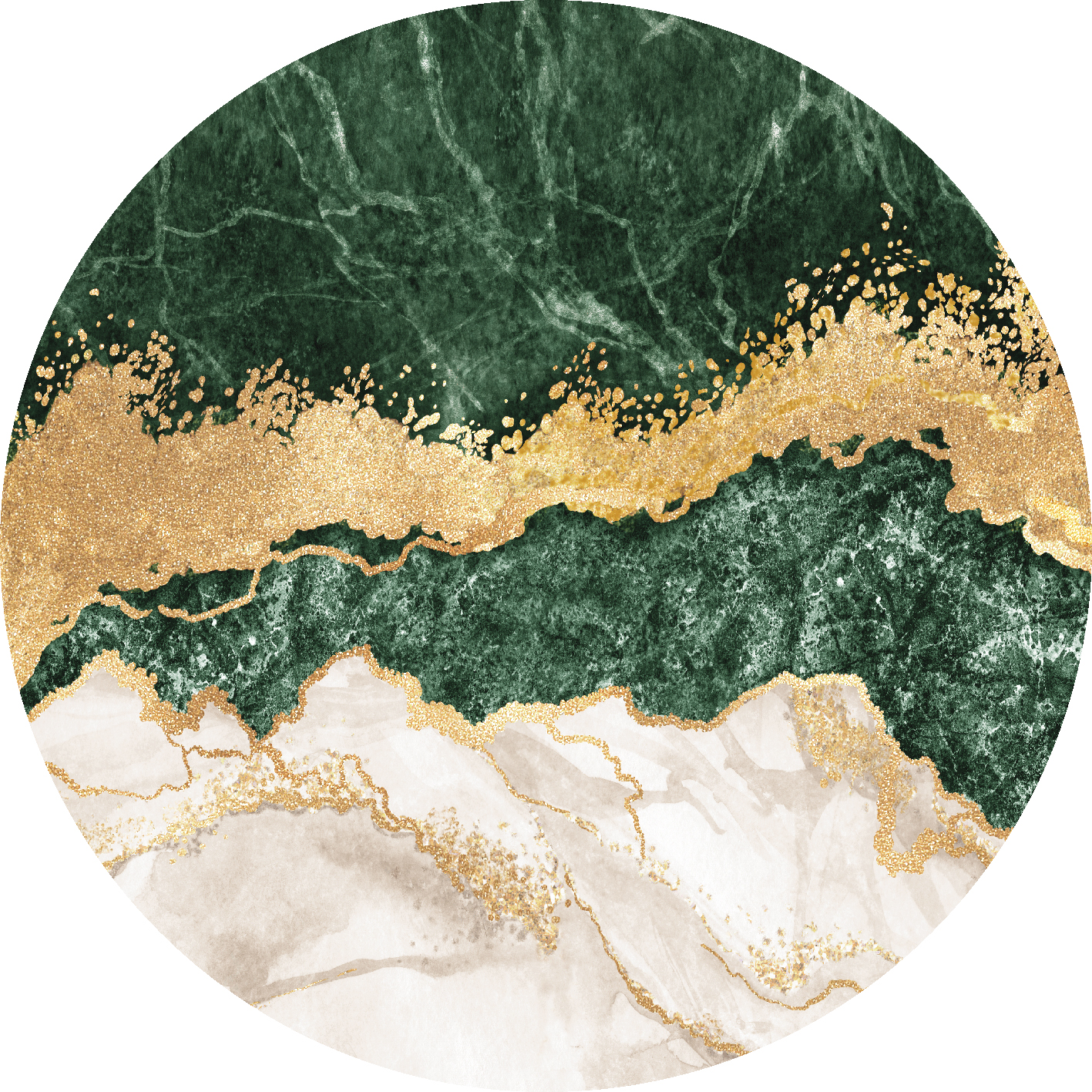 Rund Teppich - Padova (grün/weiß/gold)