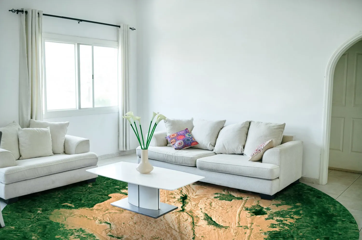 Rund Teppich - Positano (beige/grün)