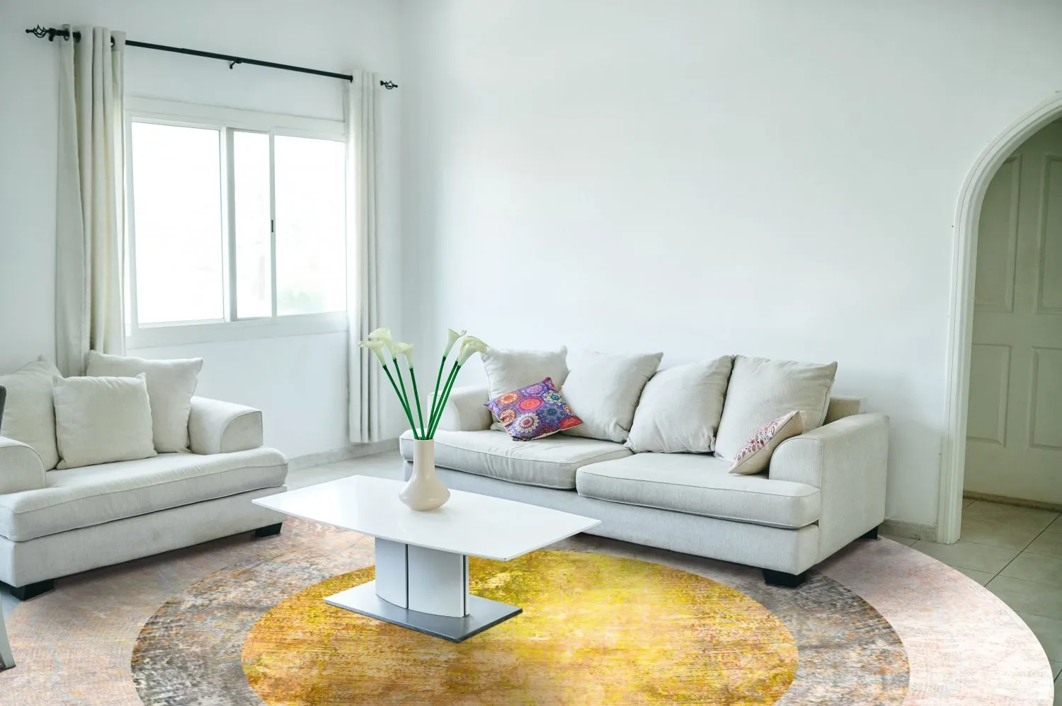 Rund Teppich - Budoni (grau/beige/gelb)