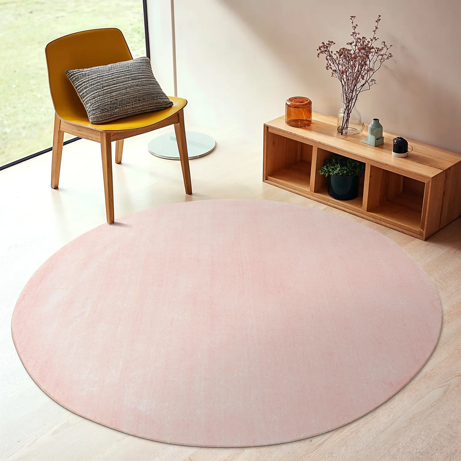 Rund Teppich - Recycled PET with viscose look (rosa)