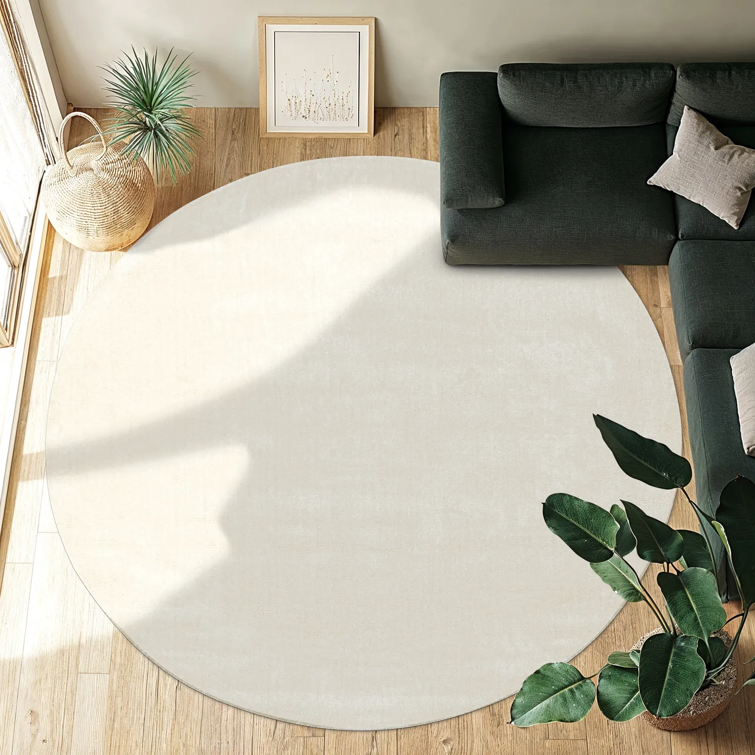 Rund Teppich - Recycled PET with viscose look (offwhite)