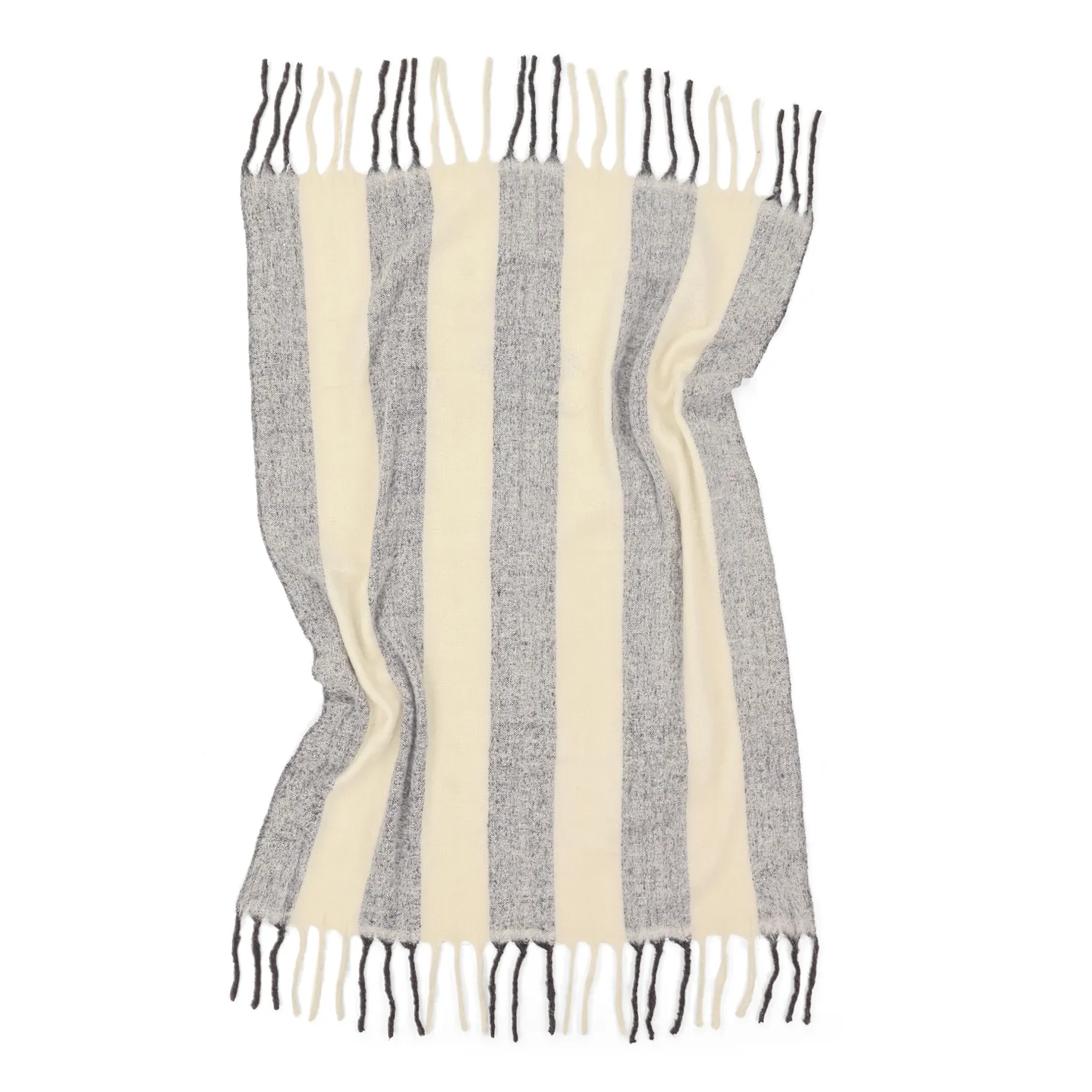 Decken - Wolldecke im Mischgewebe - Beatriz Stripe (schwarz/weiß)