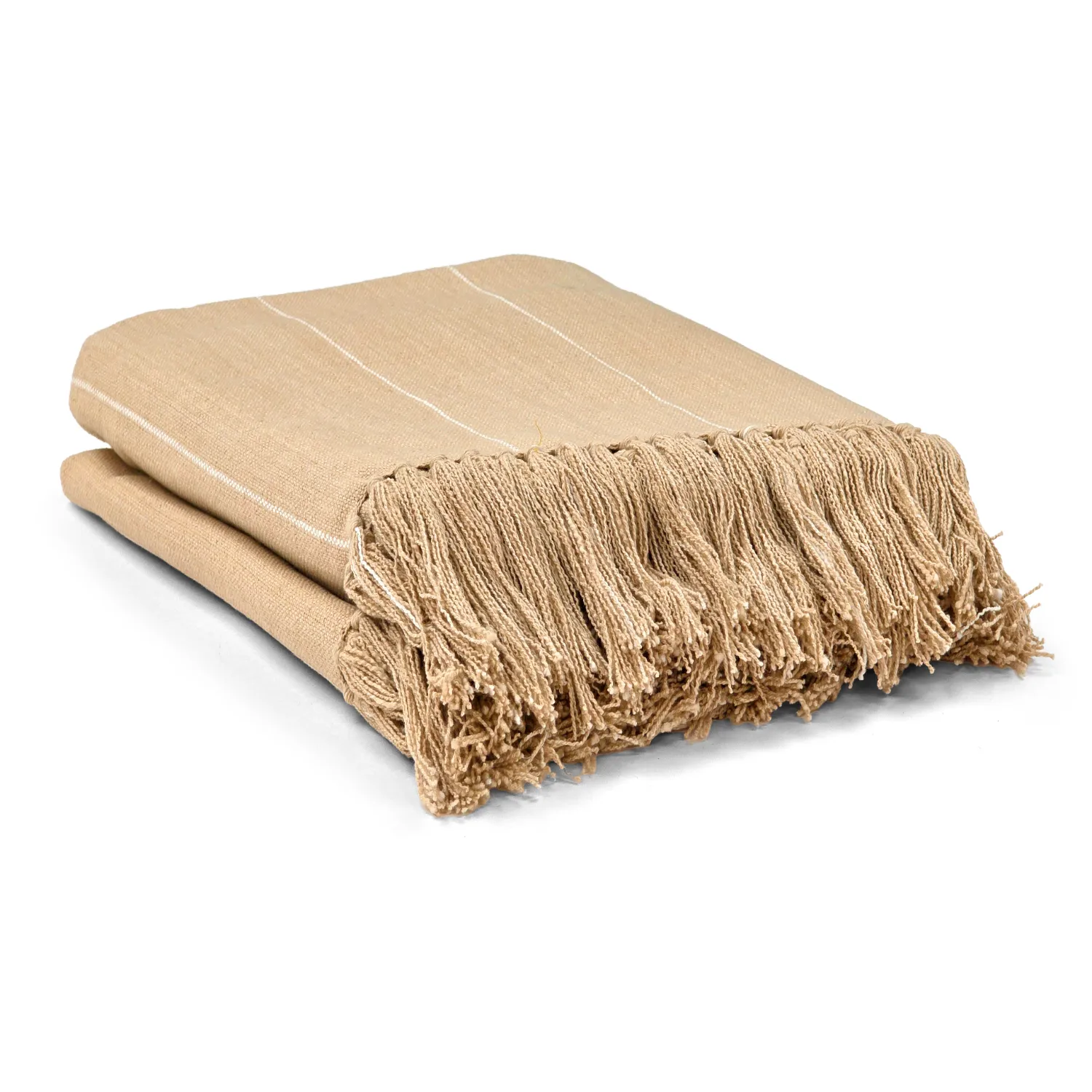 Decken - Baumwolldecke - Martina Stripe (beige/weiß)