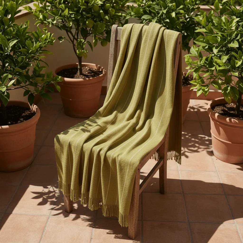Decken - Baumwolldecke - Martina Stripe (grün/weiß)