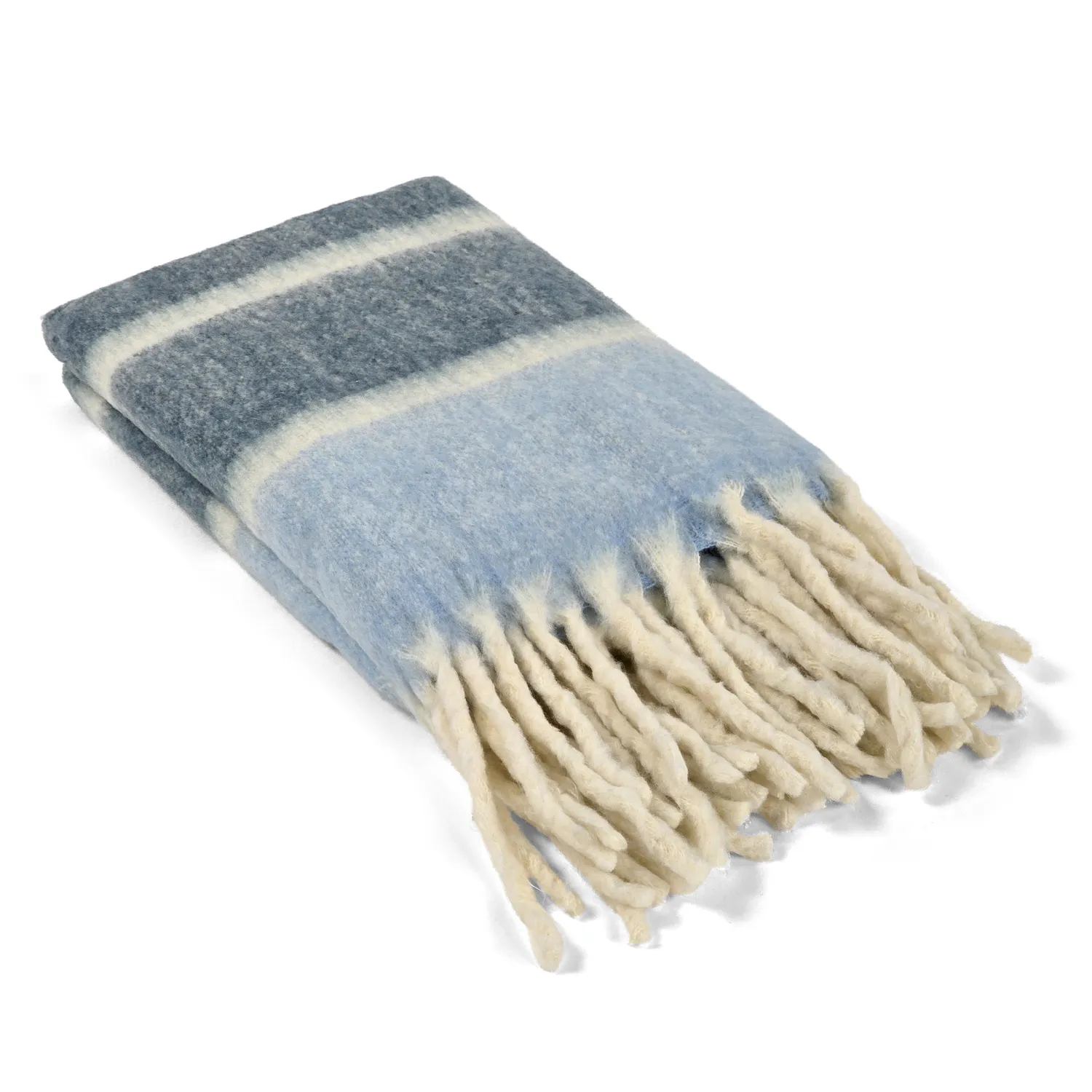 Decken - Überwurf aus Wollmischung - Charlotte (blau)