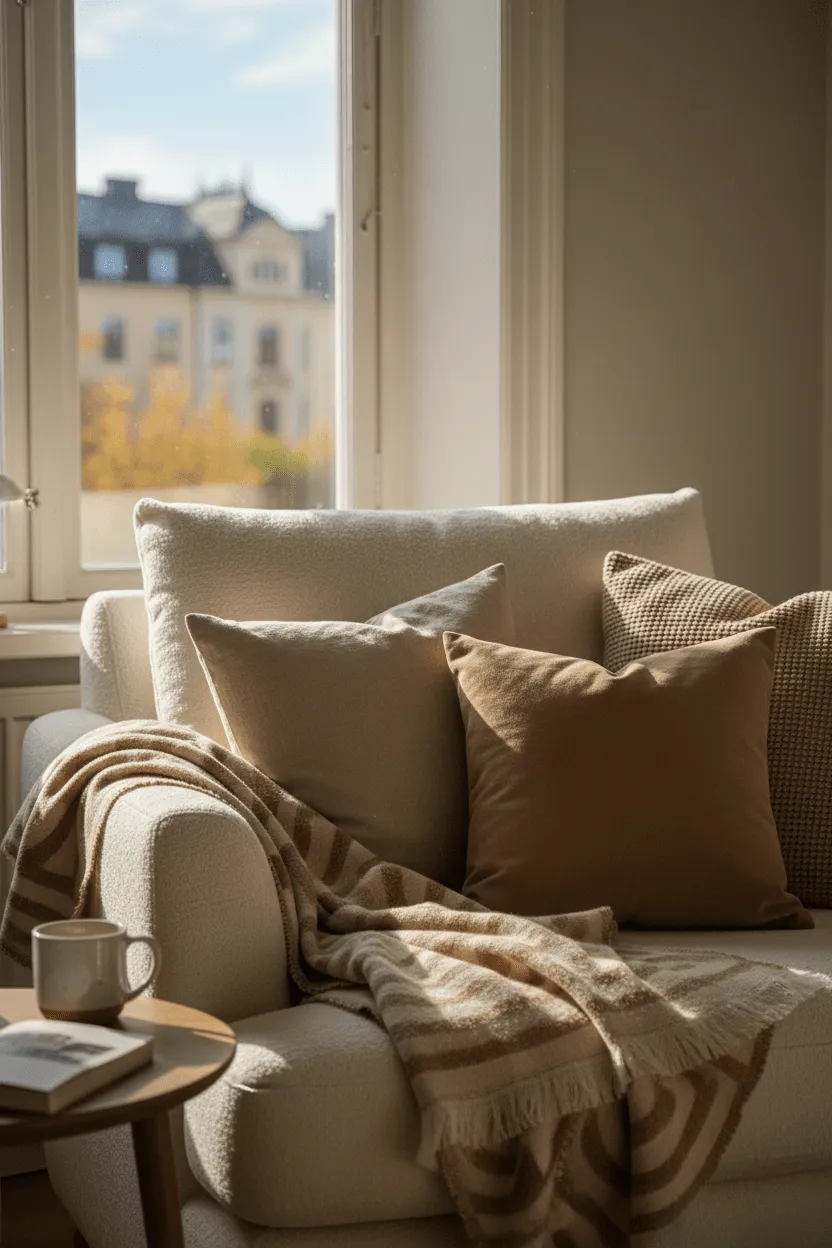Decken - Wolldecke im Mischgewebe - Melody (braun/beige)