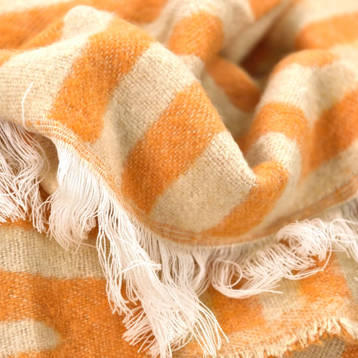 Decken - Wolldecke im Mischgewebe - Melody (beige/orange)