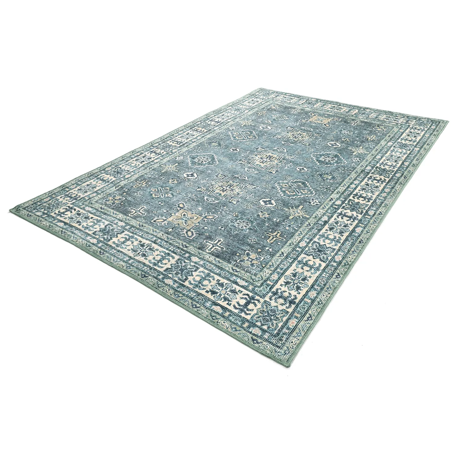 Flachgewebter Teppich - Benaluna (blau/grün)