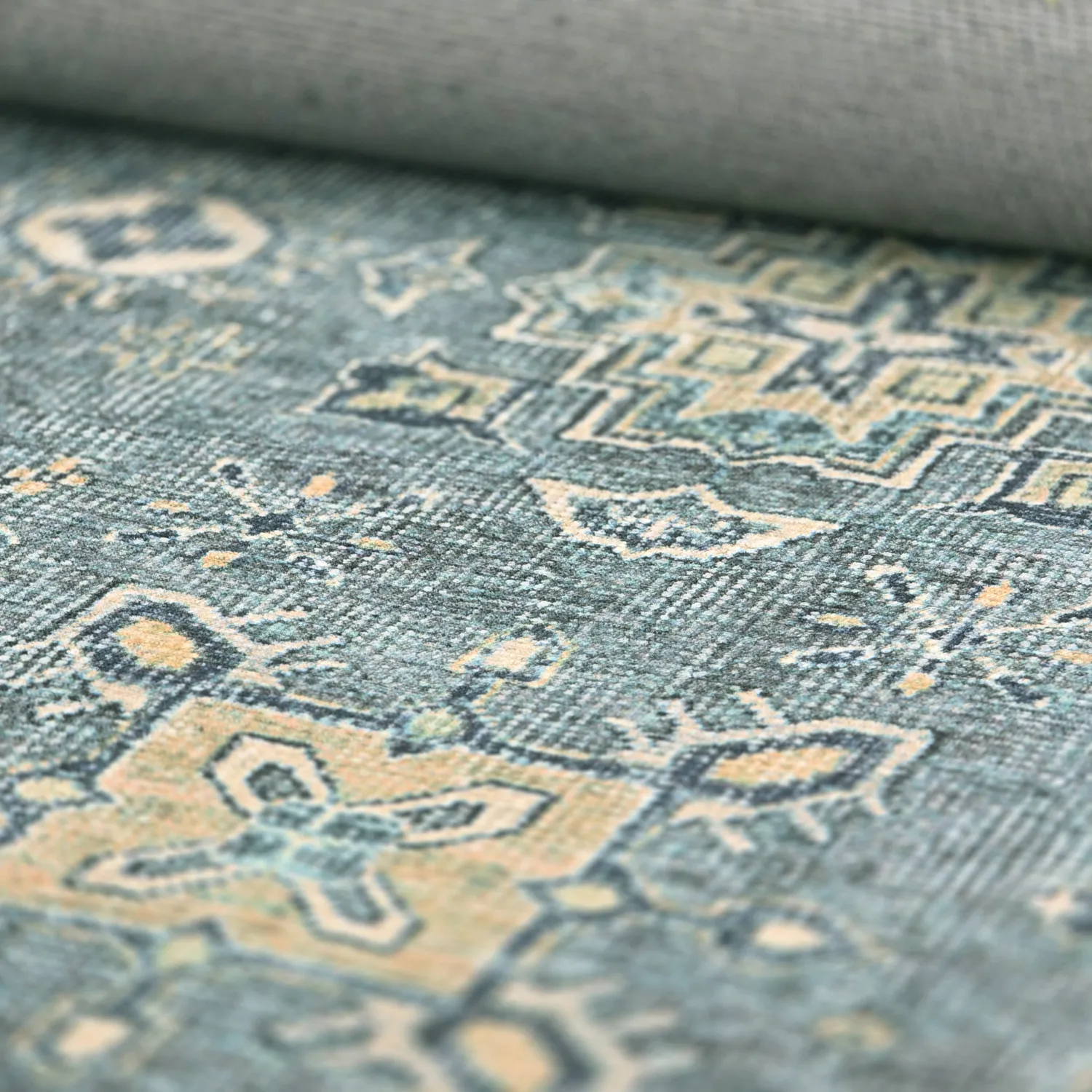 Flachgewebter Teppich - Benaluna (blau/grün)