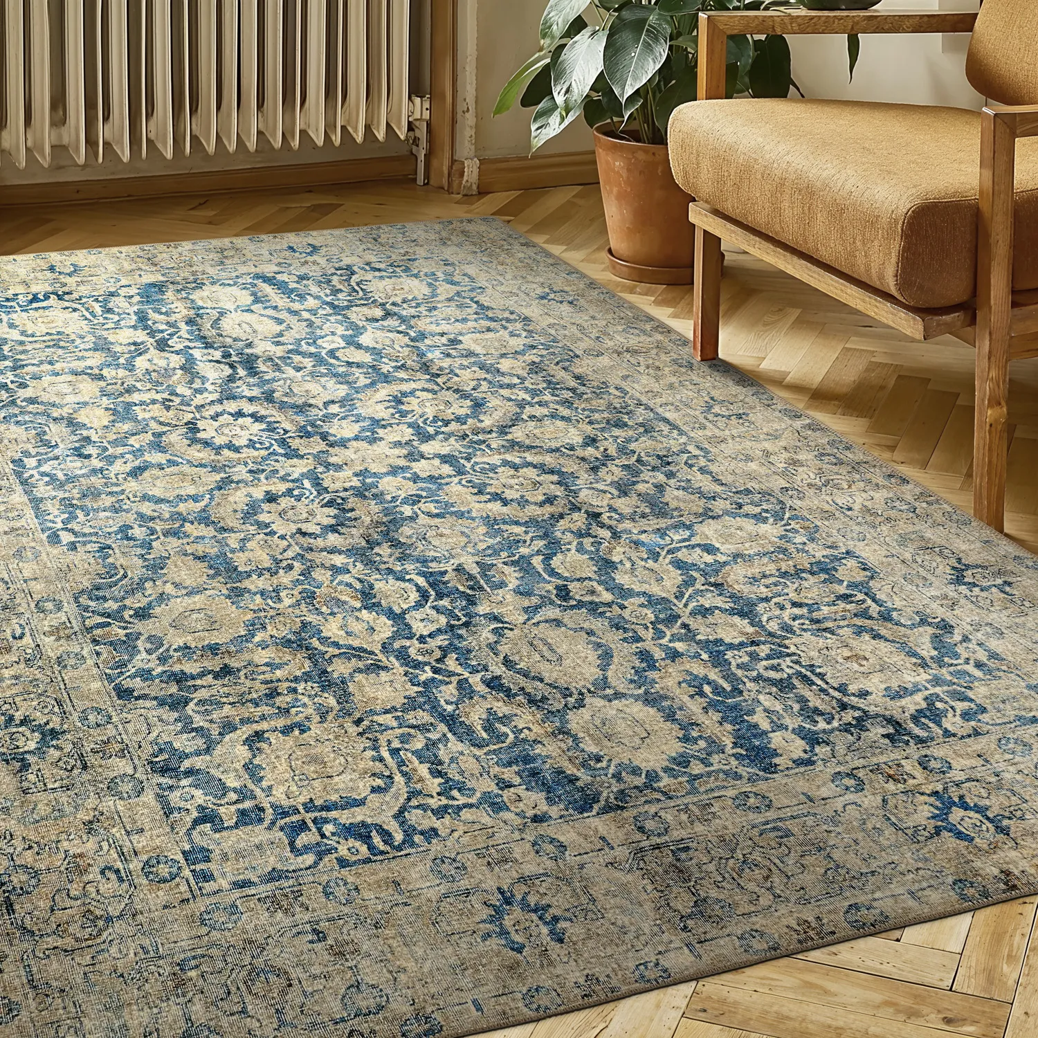 Flachgewebter Teppich - Delvar (blau)