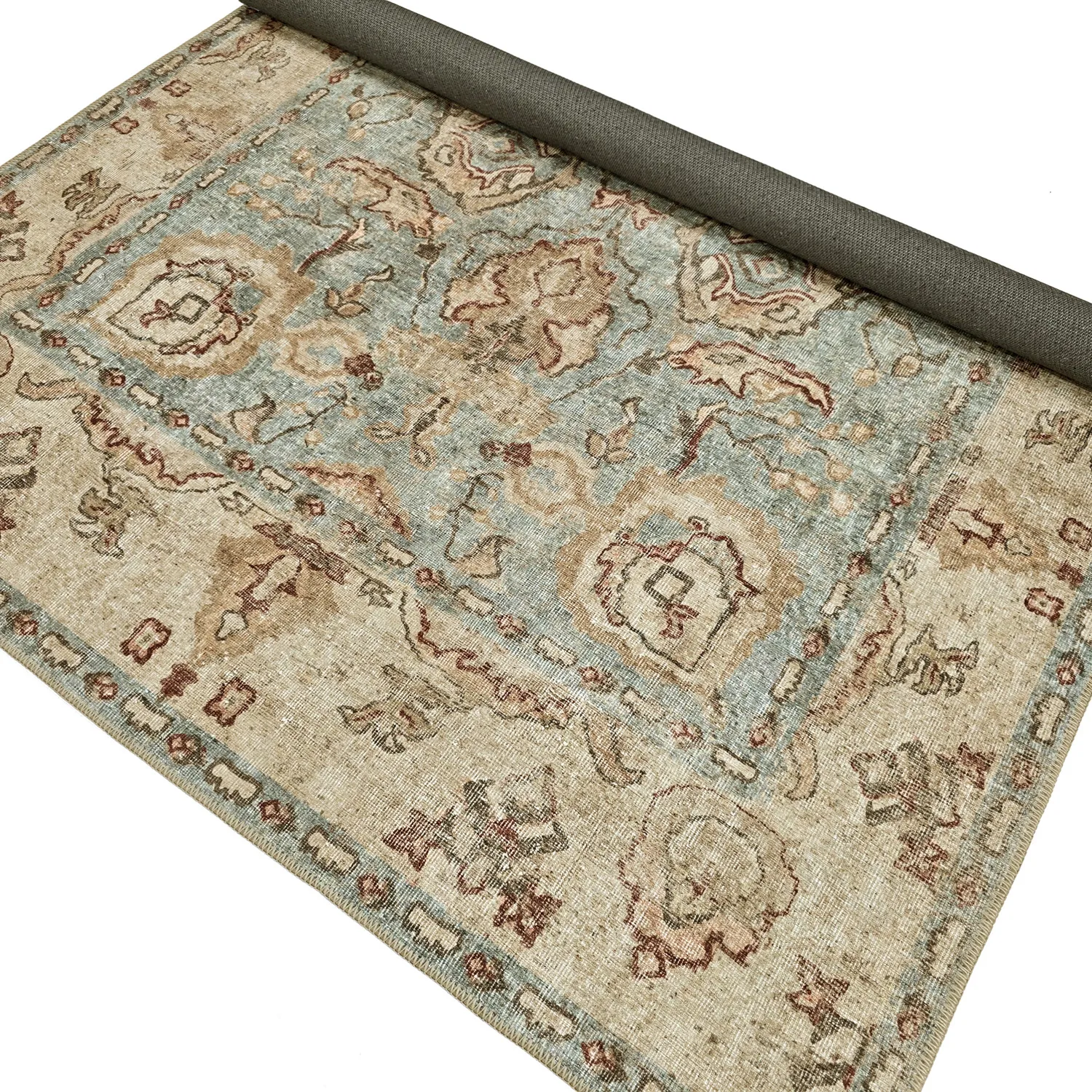 Flachgewebter Teppich - Layla (hellblau)