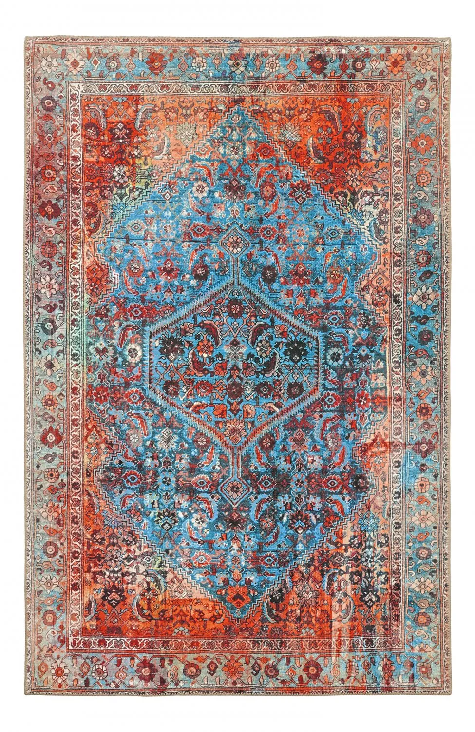 Flachgewebter Teppich - Mardin (rot/blau)