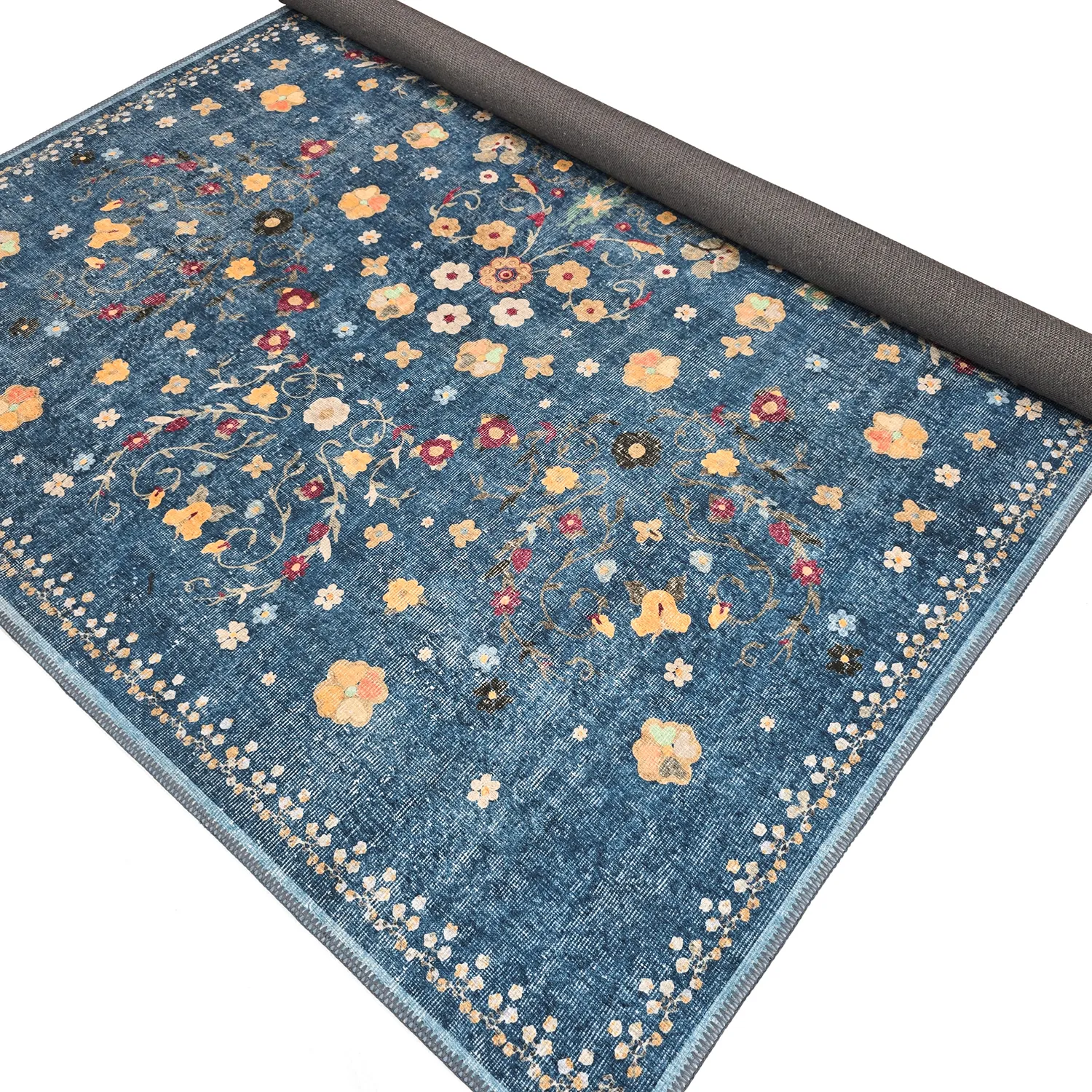 Flachgewebter Teppich - Nabilar (blau)