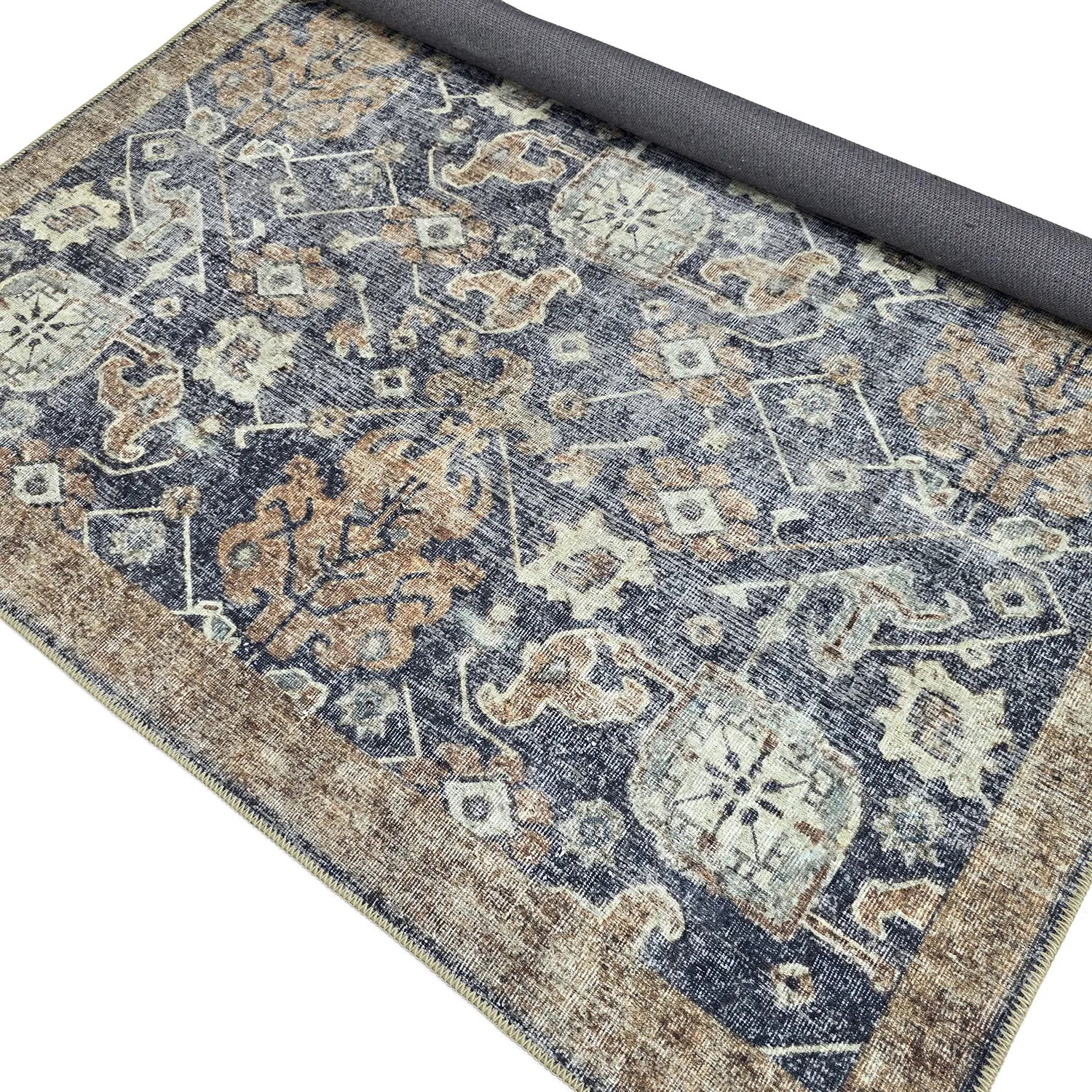 Flachgewebter Teppich - Noura (dunkelblau)