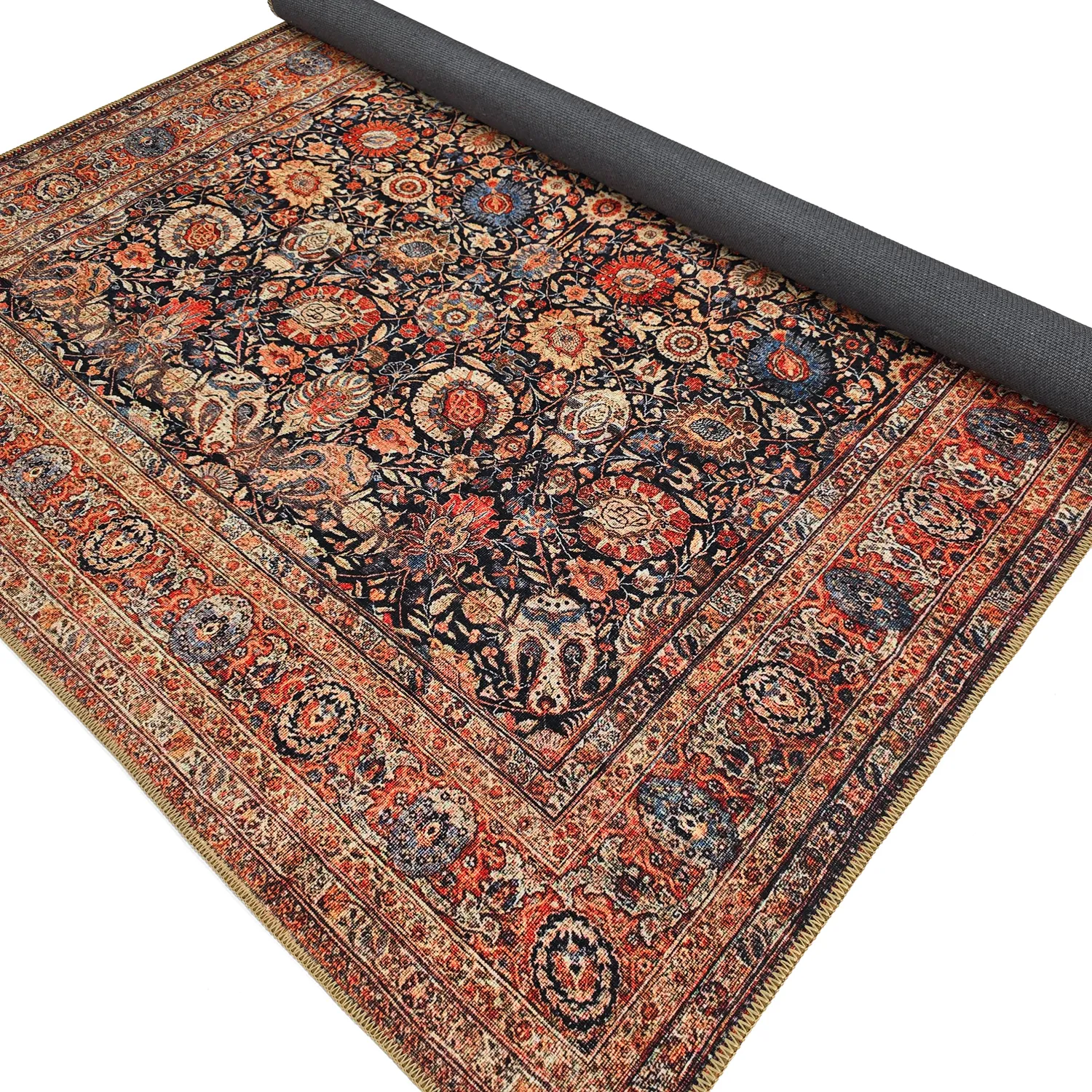 Flachgewebter Teppich - Selamira (blau/mehrfarbig)