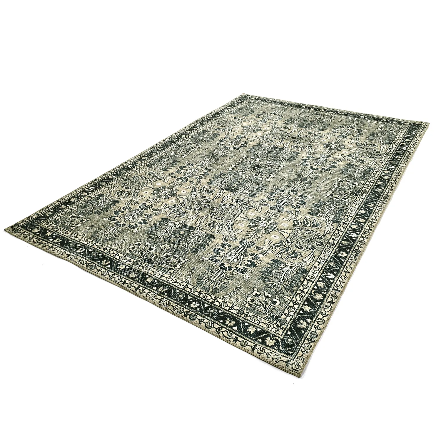 Flachgewebter Teppich - Yasirah (blau/grün)