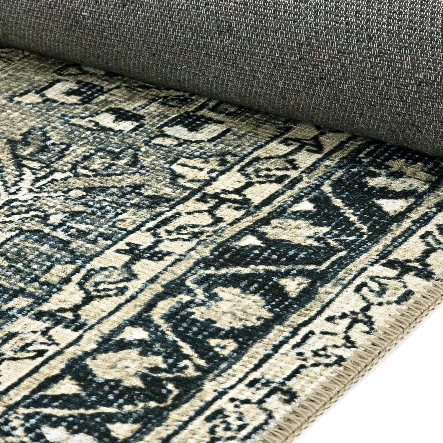 Flachgewebter Teppich - Yasirah (blau/grün)