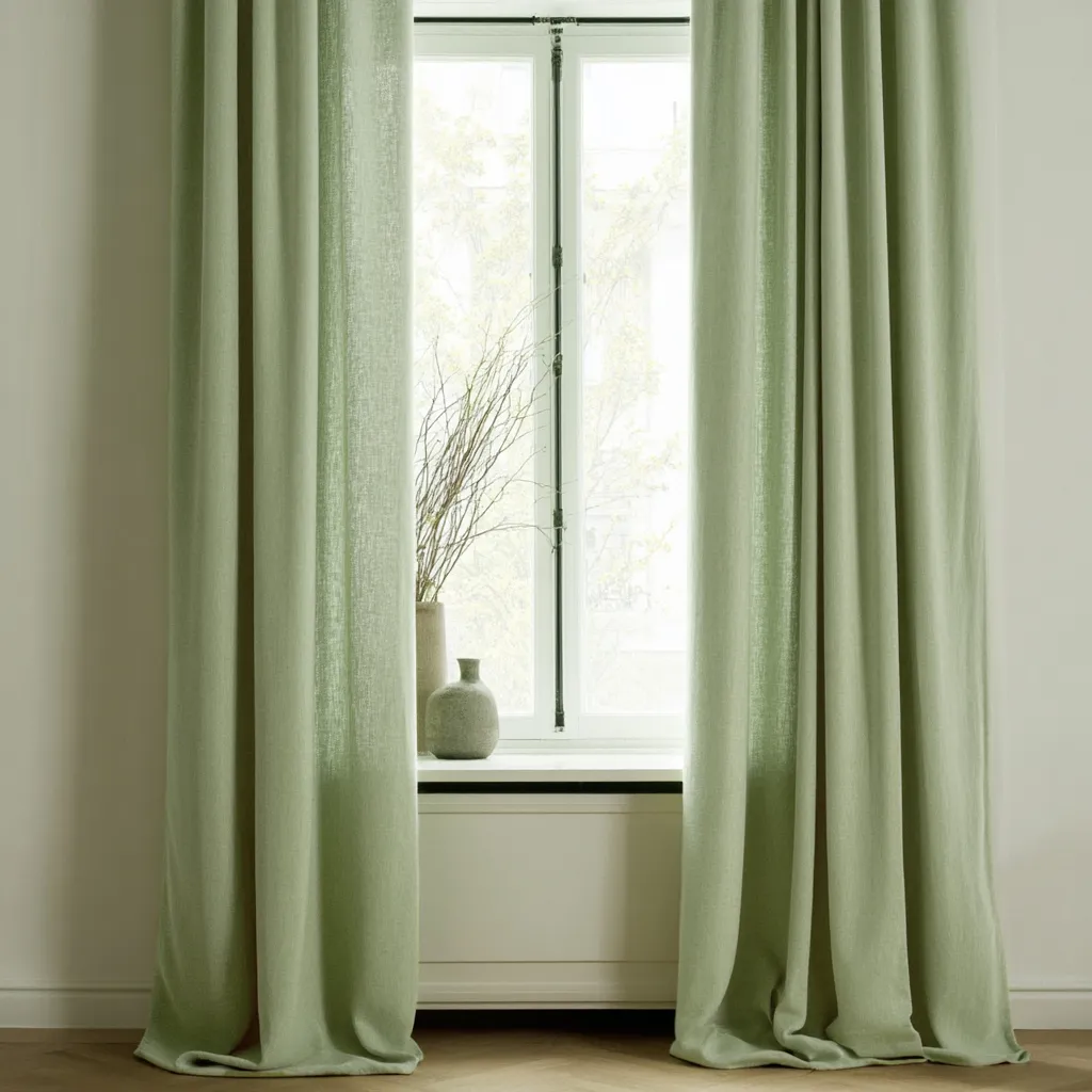 Vorhänge - Gardine in Leinenoptik Andrada (hellgrün)