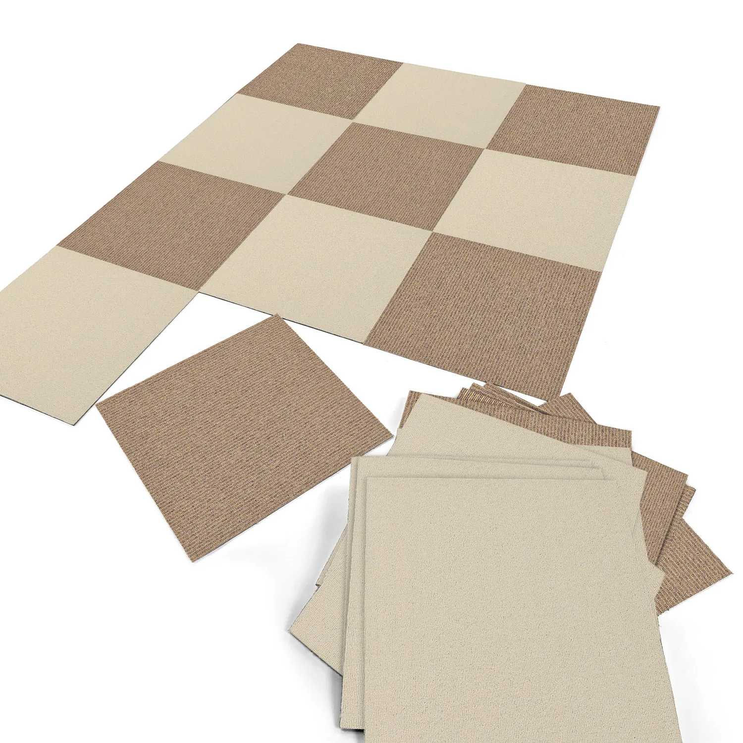 Teppichboden - Almeria Teppichfliesen 24 Stk. (creme)