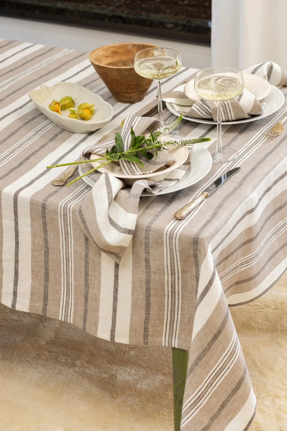 Serviette im 2er-Pack aus Leinen - Ilse (braun/multi)