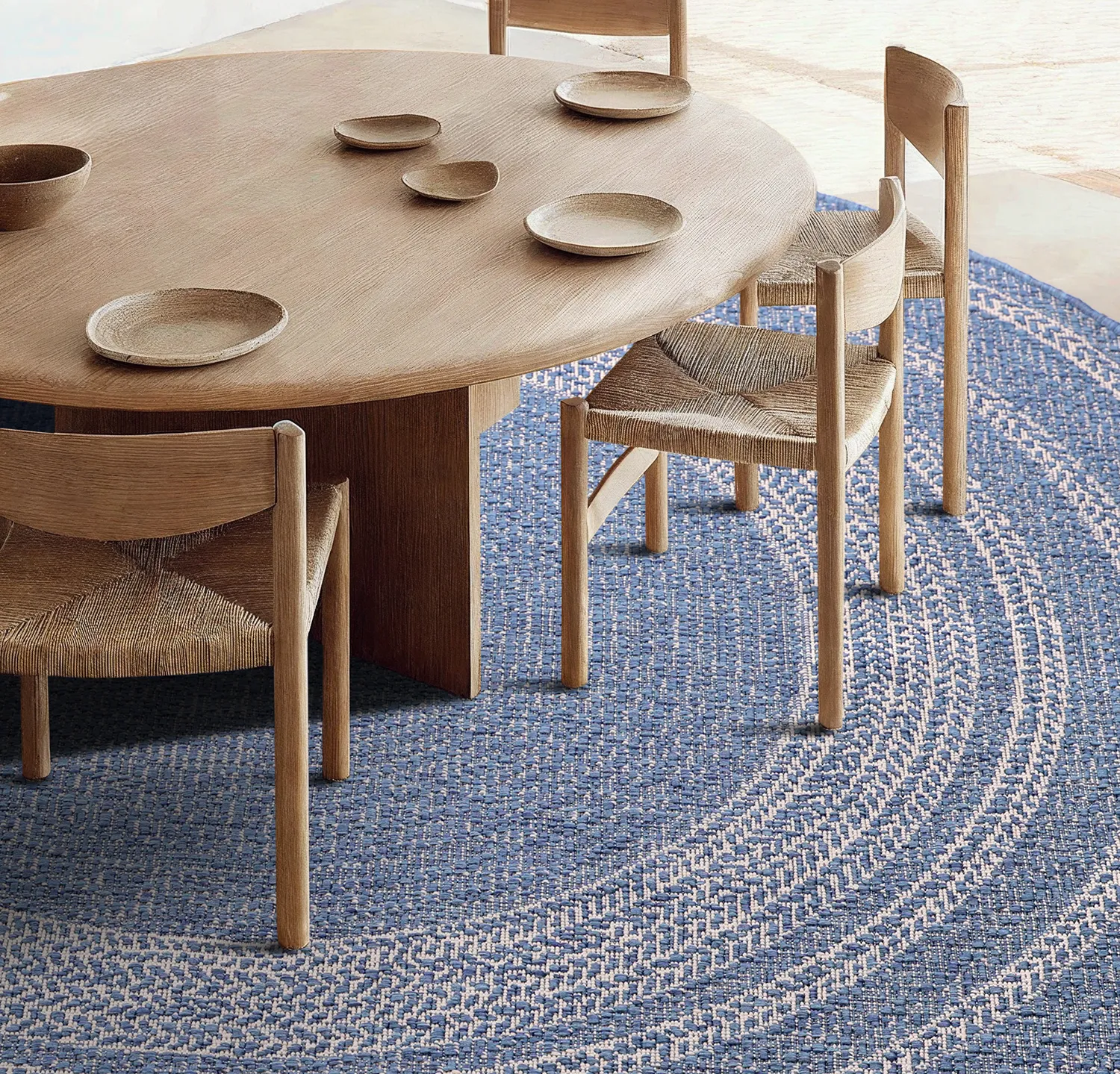 Rund Teppich - Indoor/Outdoor Angus (blau)