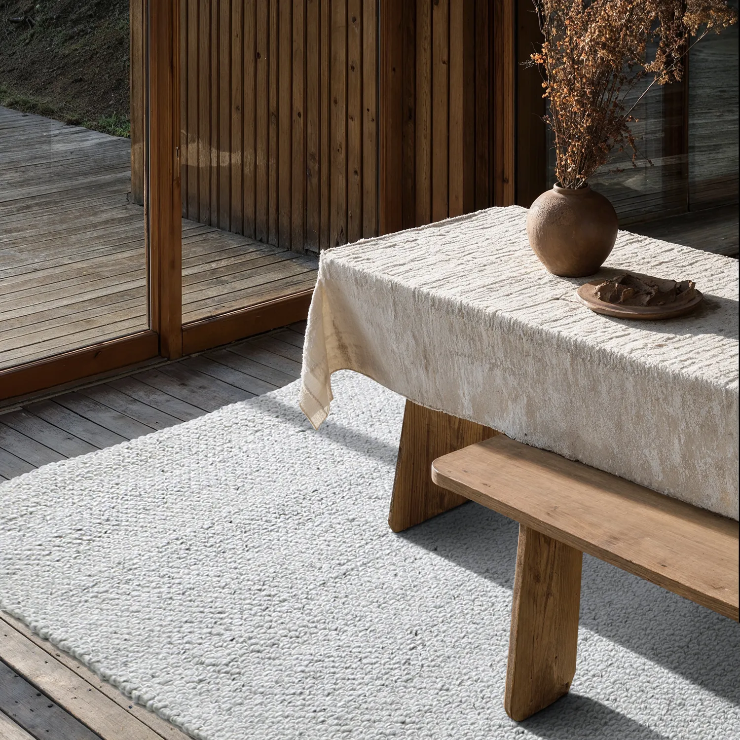 Teppich für innen und außen - Arco Wool Look (grau/beige)