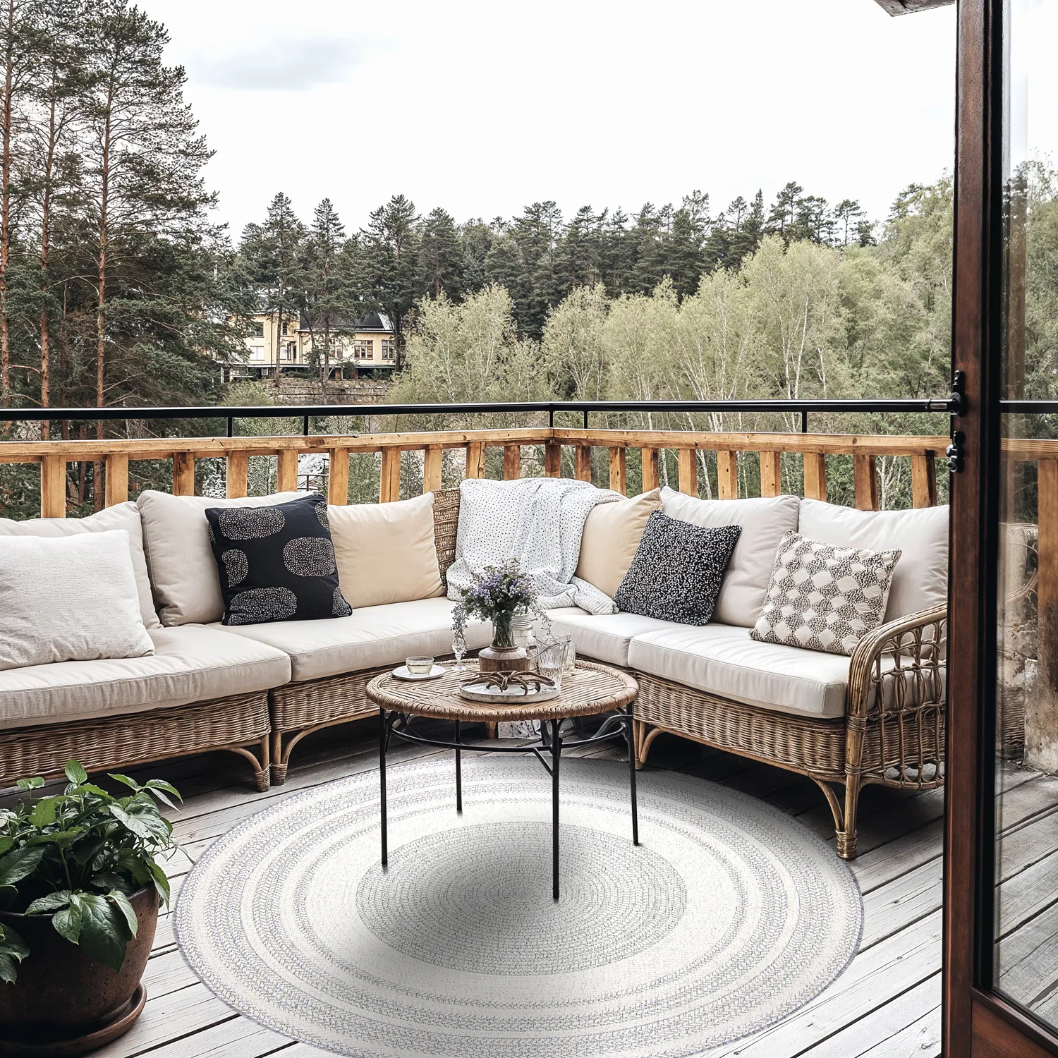 Runde Teppiche - Indoor/Outdoor Angus (grau)