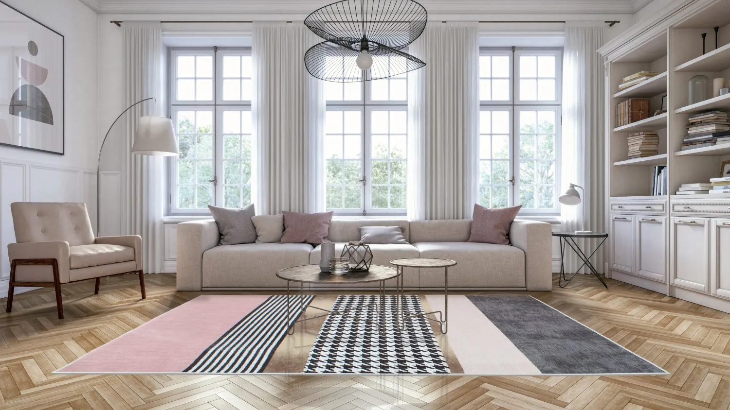 Wilton-Teppich - Esme (rosa/bunt)