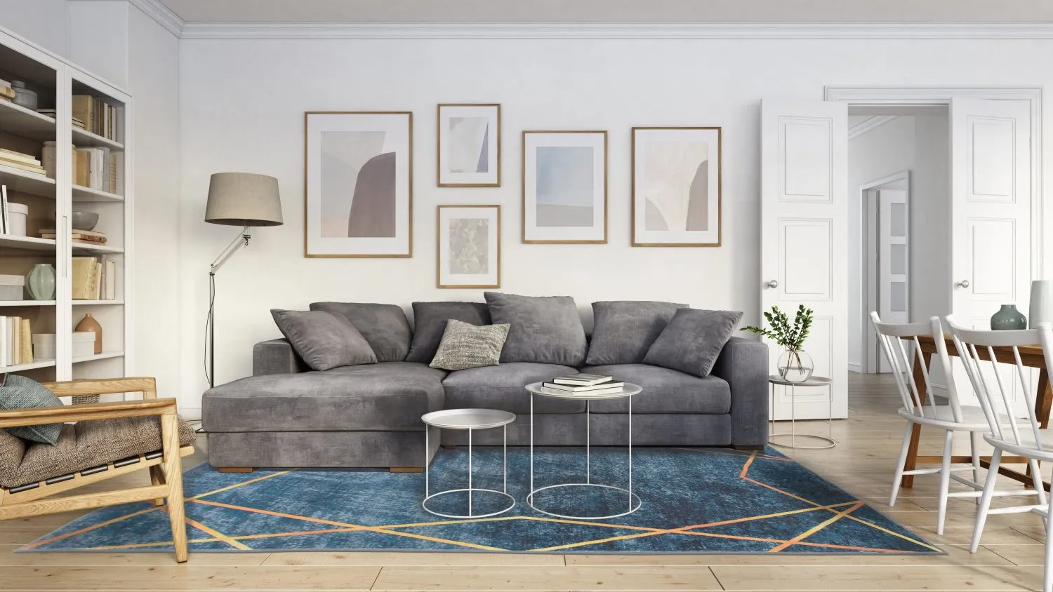 Wilton-Teppich - Zaros (blau/gold)