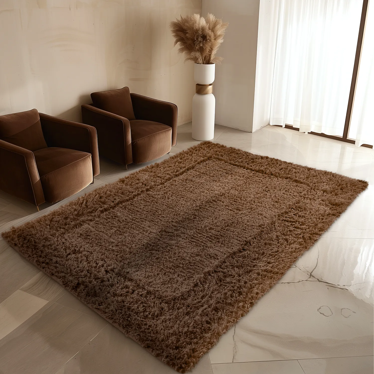 Hochflorteppiche - Aline Natural Cotton Shaggy (braun)
