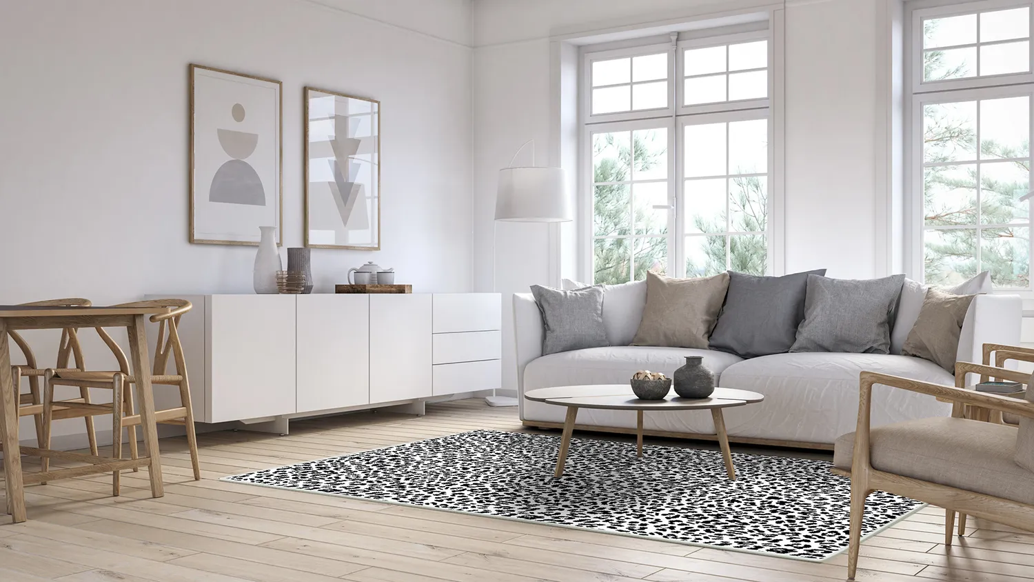 Wilton-Teppich - Leopard (schwarz/weiß)