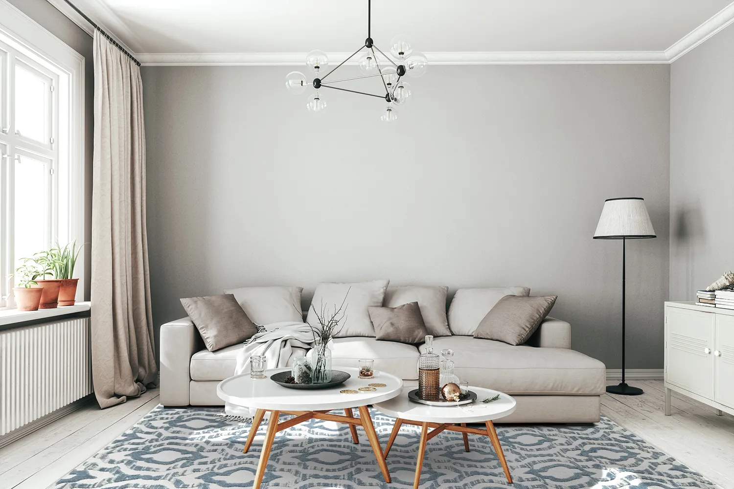 Shaggy Indoor-Outdoor - Trenton (weiß/blau)
