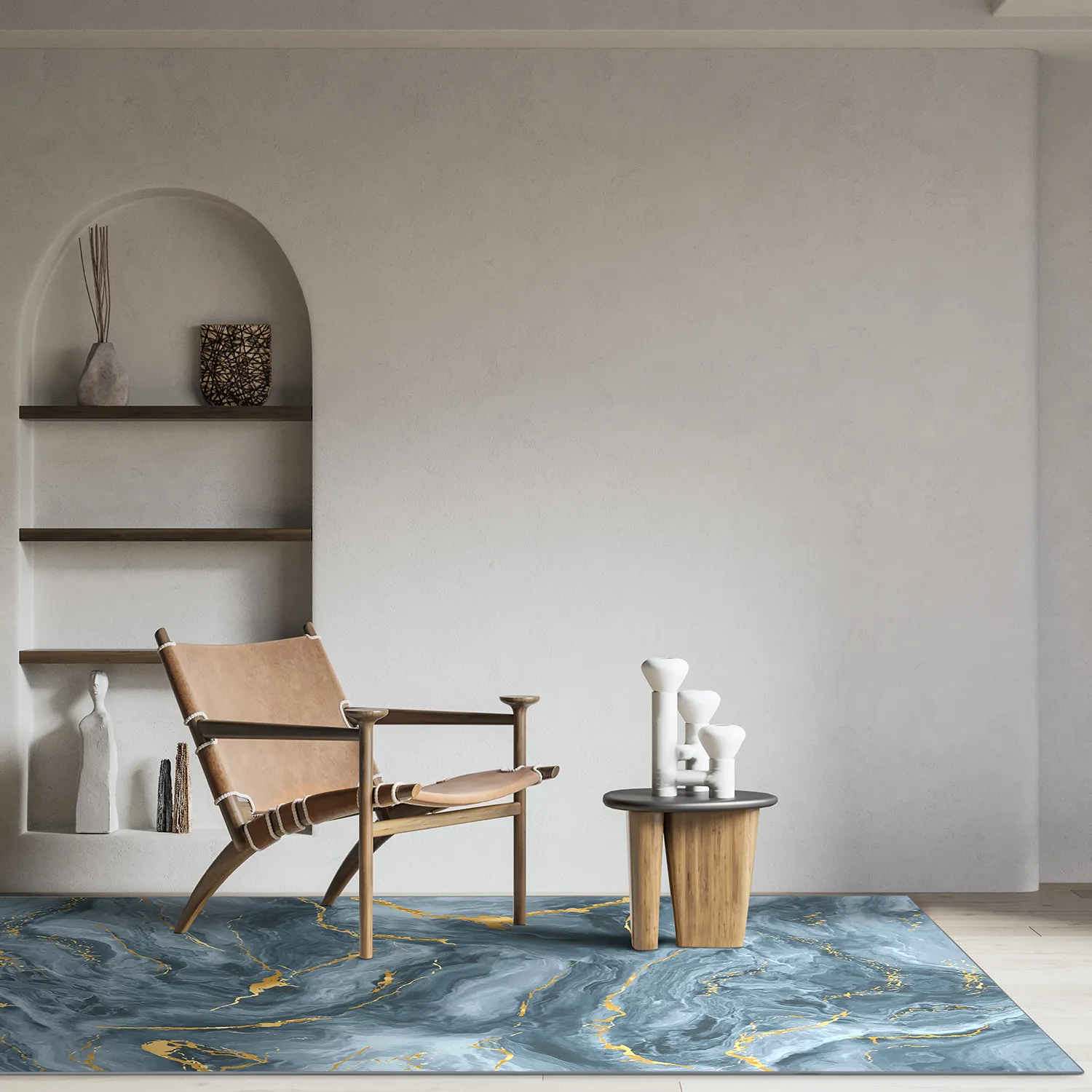Wilton-Teppich - Storm (blau/gold)