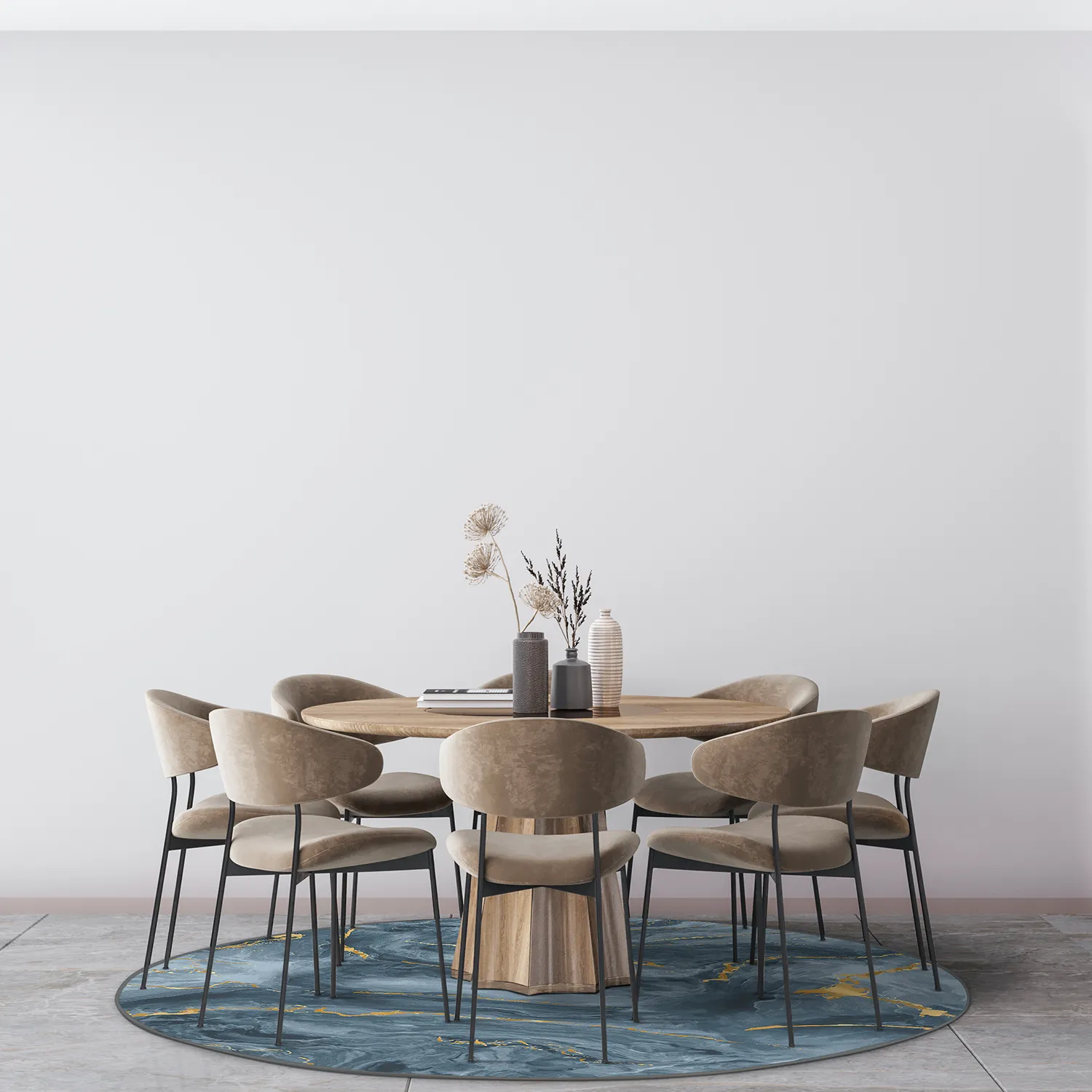 Runde Teppiche - Storm (blau/gold)